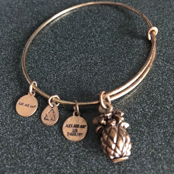 Alex and Ani Expandable Wire Bracelet Pineapple Charm - Picture 2 of 13
